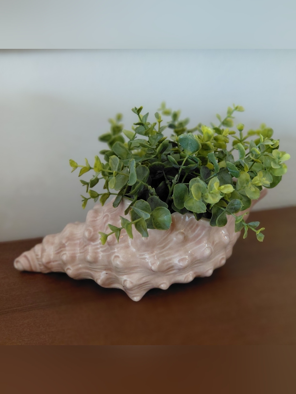 Vintage 1982 Studio Pottery Ceramic Shell Conch Planter Vase